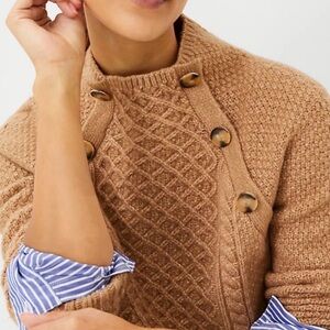 NWT Ann Taylor Button Mock Neck Sweater | Color PORTABELLA | Size Large